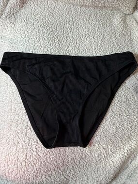 NWT Shade & Shore Black Ribbed Swim Bottom Size Large